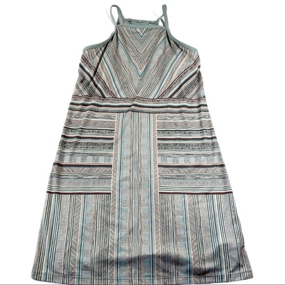 PrAna Ardor Dress w Built in Bra - Women’s Medium - Green Teal Cream Striped - Picture 1 of 7
